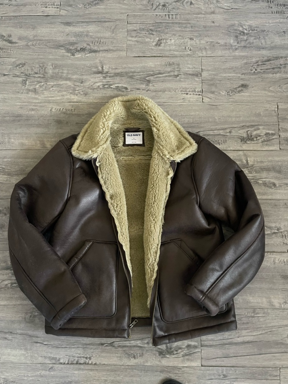 Like New Old Navy Sherpa Faux Leather Jacket. SM
